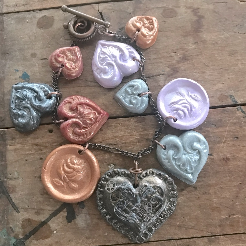 steampunk bracelet hearts cogs